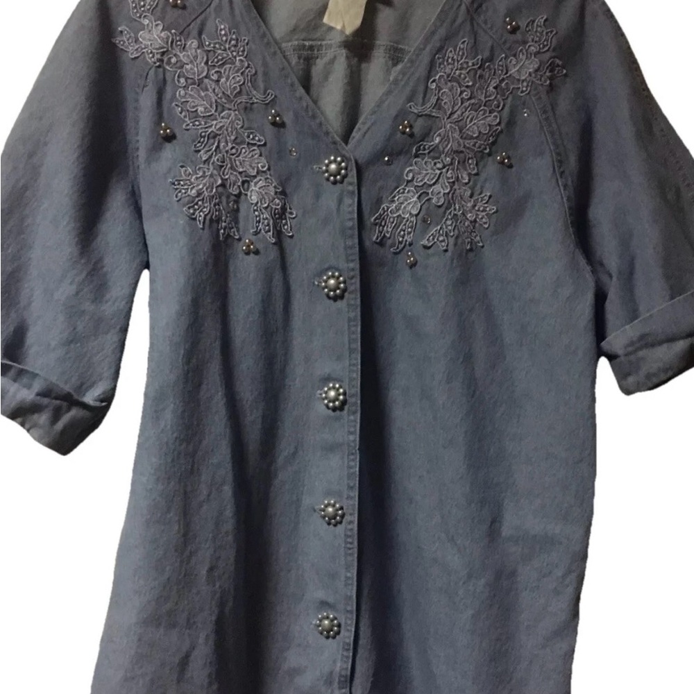 Jaclyn Smith ~ Women’s ~ Jean ~ Top ~ XL ~ Denim ~ Shirt ~ Vintage ~ Blouse